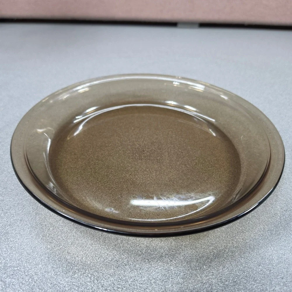 Pyrex Pie Plate Home 9in Brown Excellent Fireside Smoked Glass 209 23cm USA